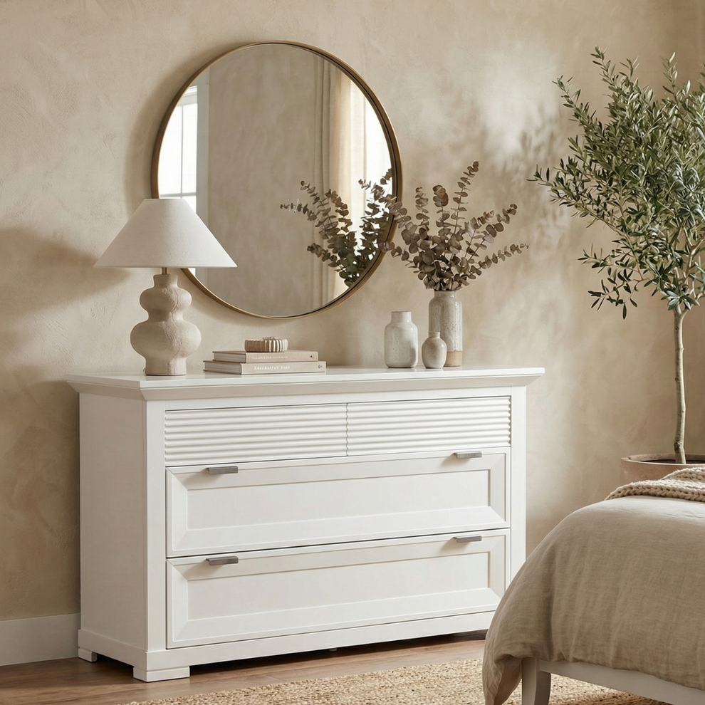 Comoda Cu 4 Sertare Verona Bianco Alb , 125.8 Cm