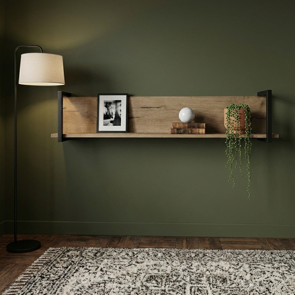 Polita Reno Smoked Oak, Furnir Din Lemn Masiv, 130 Cm