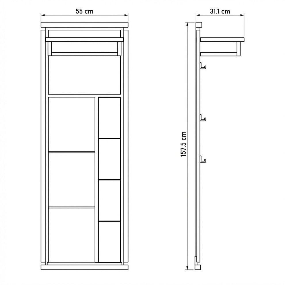 Cuier Reno Smoked Oak, Furnir Din Lemn Masiv 55 Cm