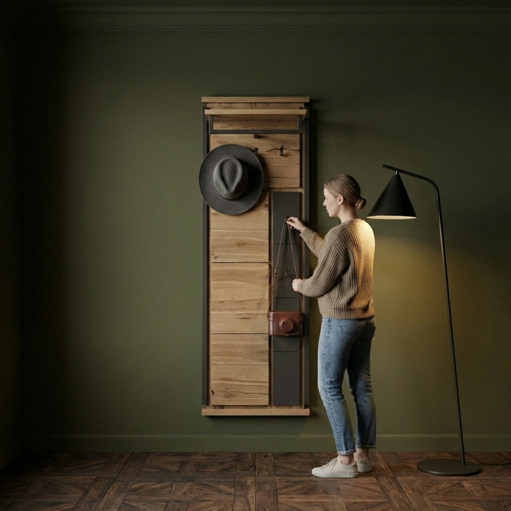 Cuier Reno Smoked Oak, Furnir Din Lemn Masiv 55 Cm