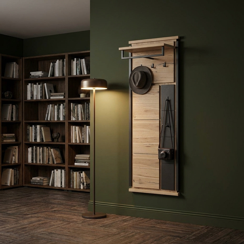 Cuier Reno Smoked Oak, Furnir Din Lemn Masiv 55 Cm