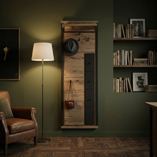 Cuier Reno Smoked Oak, Furnir Din Lemn Masiv 55 Cm