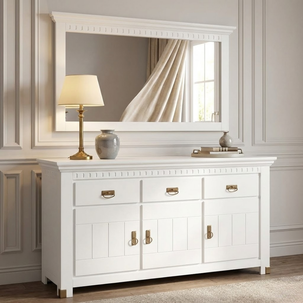 Oglinda De Perete Saint Tropez, Vopsit Alb, 180 Cm