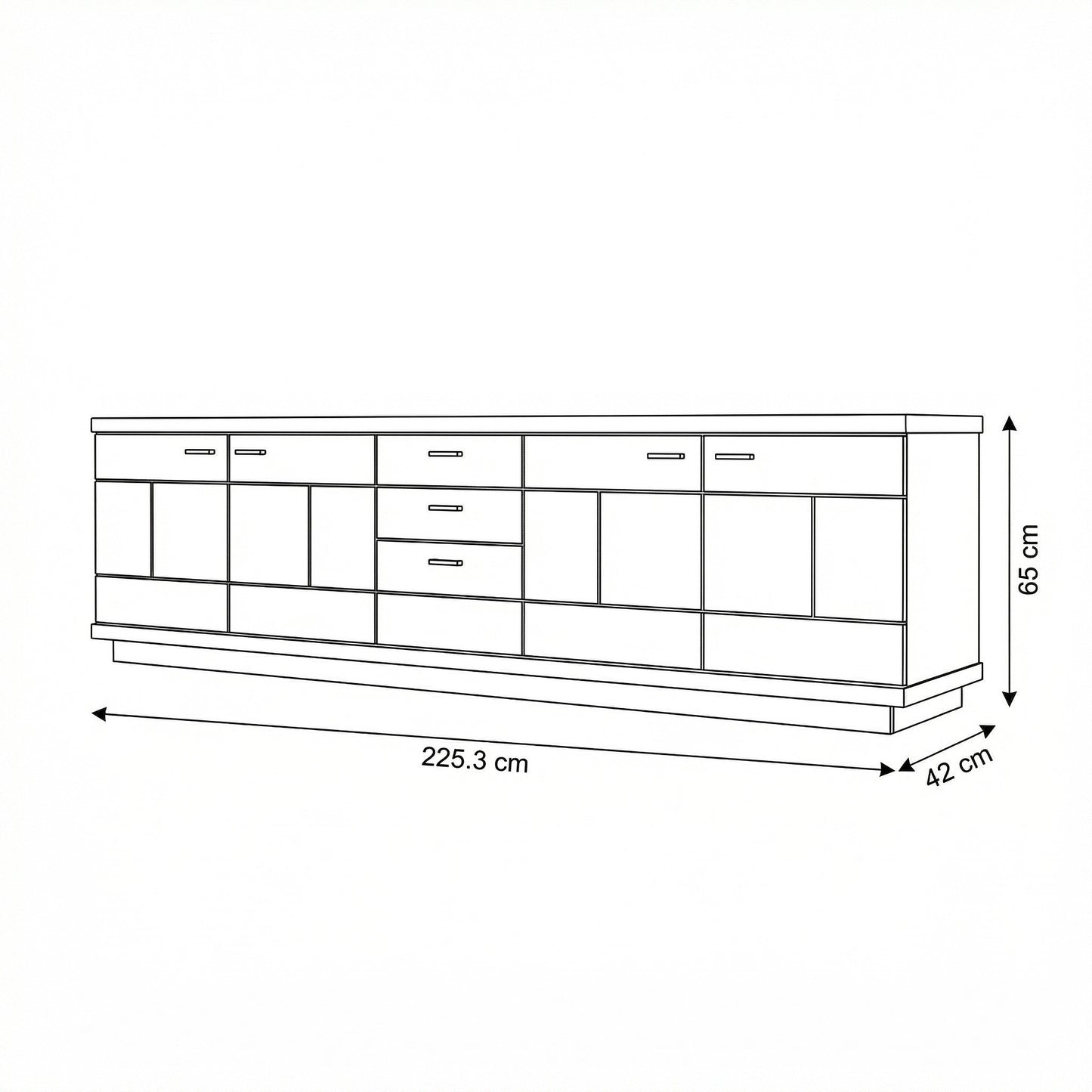 Comoda Tv Cu 4 Usi si 3 Sertare Dakota, Furniruit, 225.3 Cm