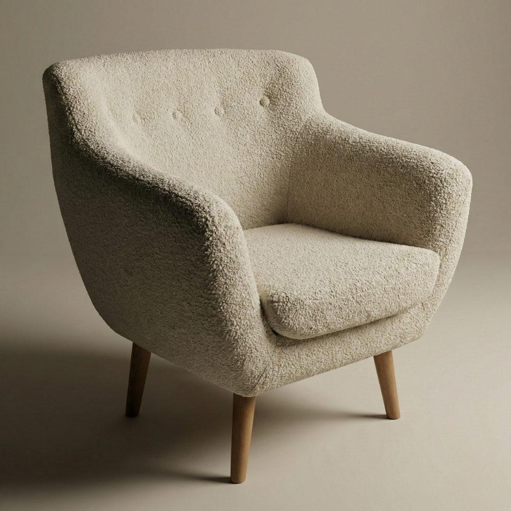 Fotoliu Jazz Now Or Never Boucle Ivory, 80 x 83 x 80 Cm