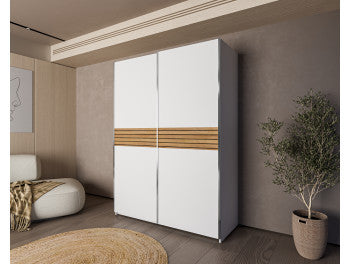 Dulap Cu 2 Usi Culisante Meteora, Alb Platinium, 150 Cm