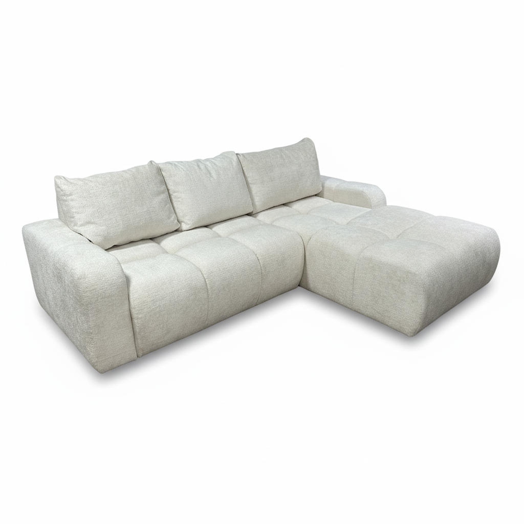 Coltar Extensibil Dreapta Kyoto, Lada Depozitare, 5 Locuri, Onyx 1 Ivory, 246 Cm