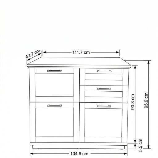 Pantofar 3 Usi Si 2 Sertare Alpina, Vopsit Alb, Furniruit, 111.7 Cm