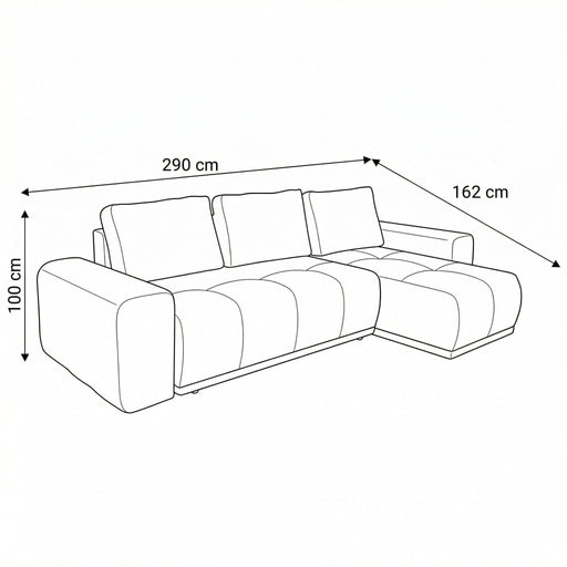 Coltar Extensibil Cu Lada Dreamer, Interschimbabil Stanga/Dreapta, Albastru Inchis, 290 x 162 x 100 Cm
