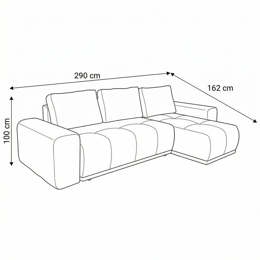 Coltar Extensibil Cu Lada Dreamer, Interschimbabil Stanga/Dreapta, Albastru Inchis, 290 x 162 x 100 Cm