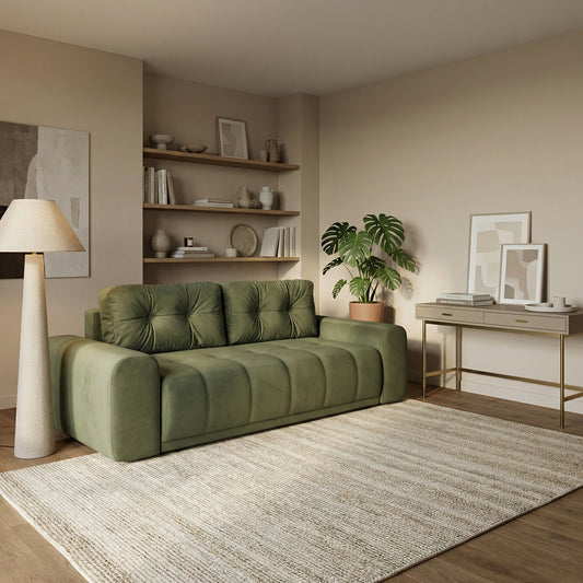 Canapea Extensibila Cu Lada Depozitare Dreamer, Verde, 260 x 110 x 100 Cm