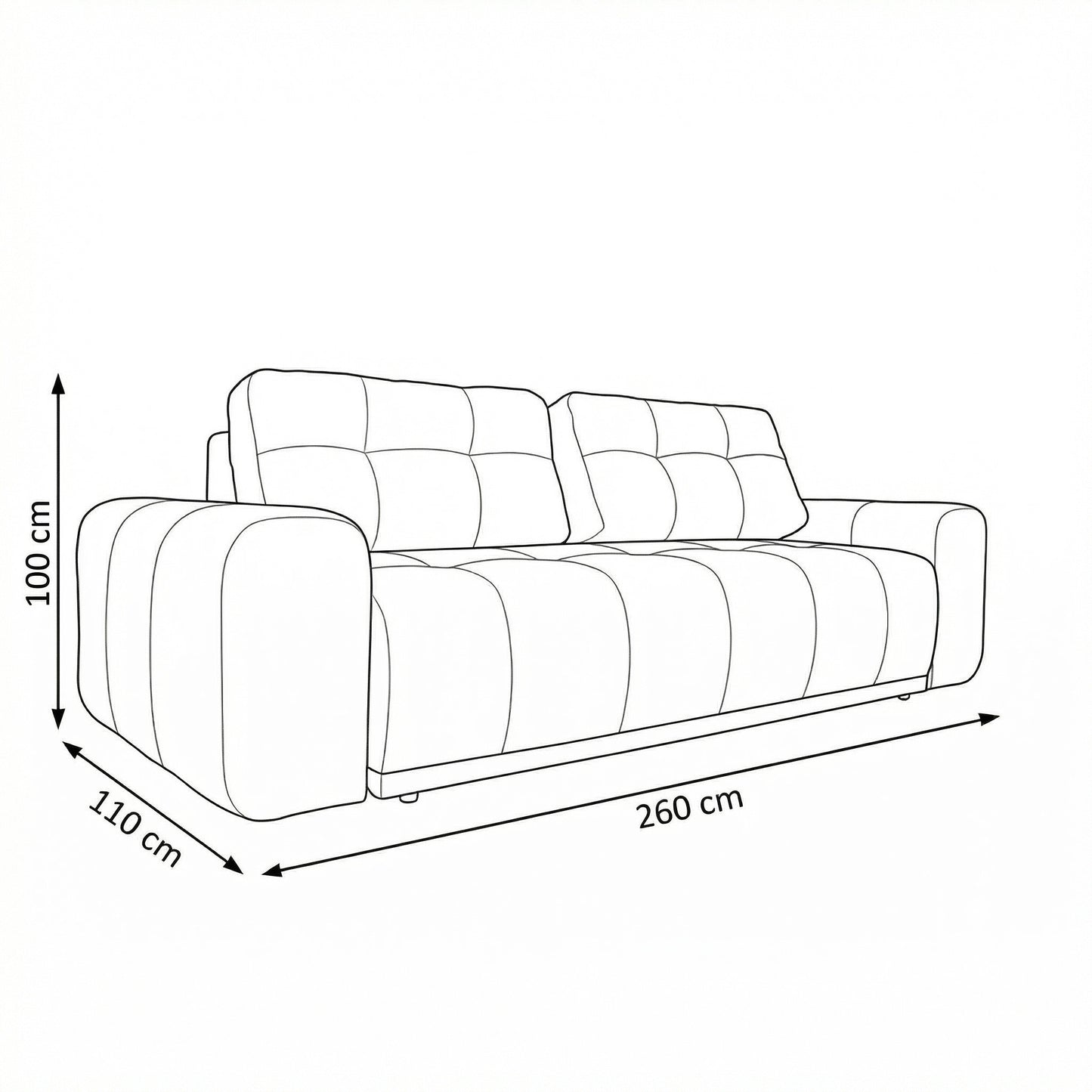 Canapea Extensibila Cu Lada Depozitare Dreamer, Albastru Inchis, 260 x 110 x 100 Cm