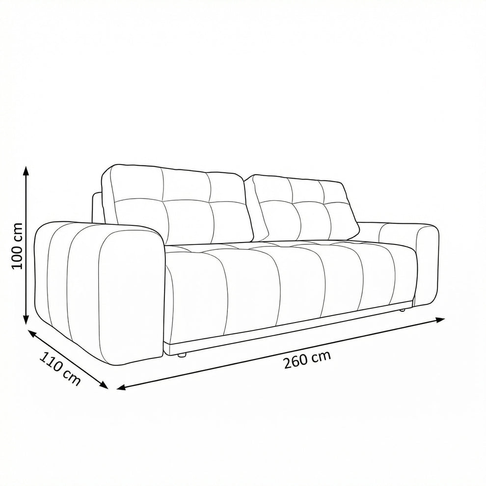 Canapea Extensibila Cu Lada Depozitare Dreamer, Albastru Inchis, 260 x 110 x 100 Cm