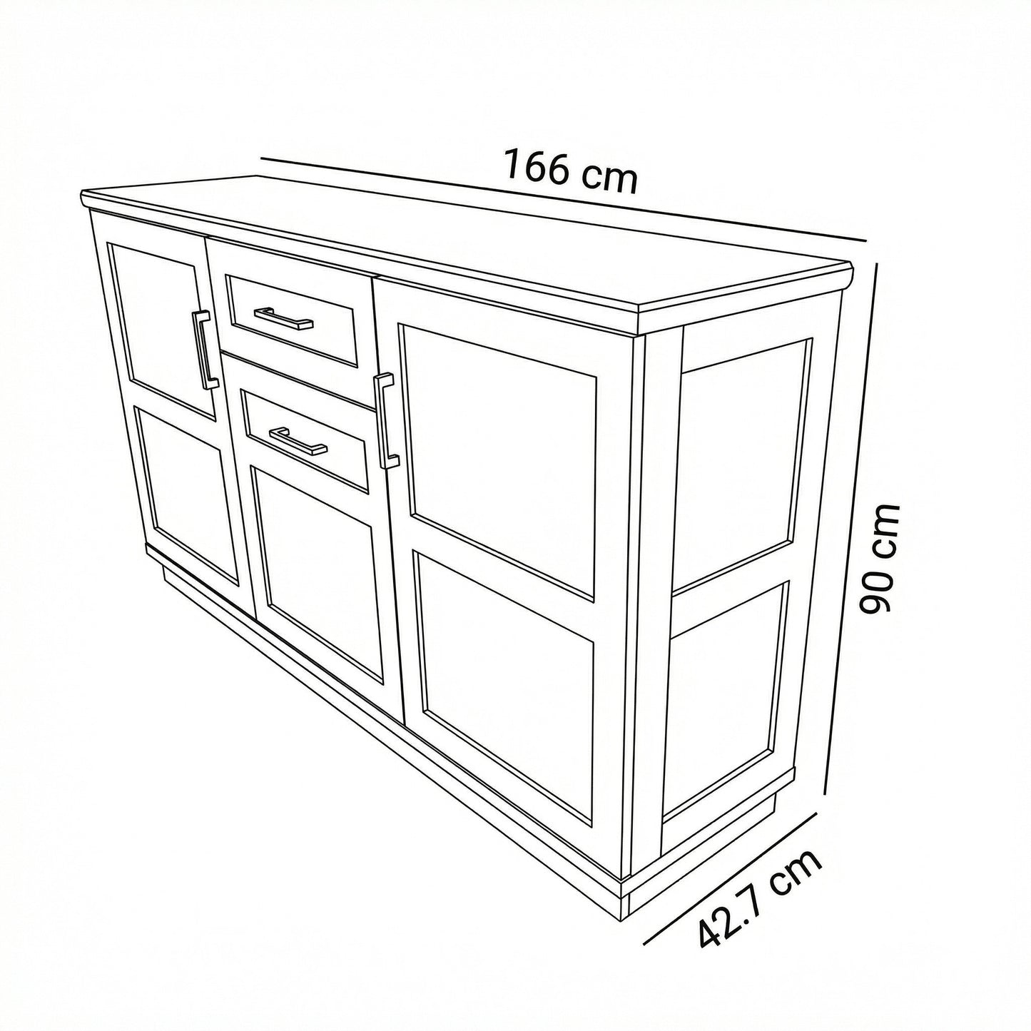 Bufet Cu 3 usi si 1 sertar Dining Alpina, Alb Si Natur 166 Cm