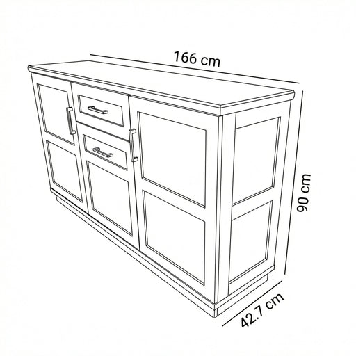 Bufet Cu 3 usi si 1 sertar Dining Alpina, Alb Si Natur 166 Cm