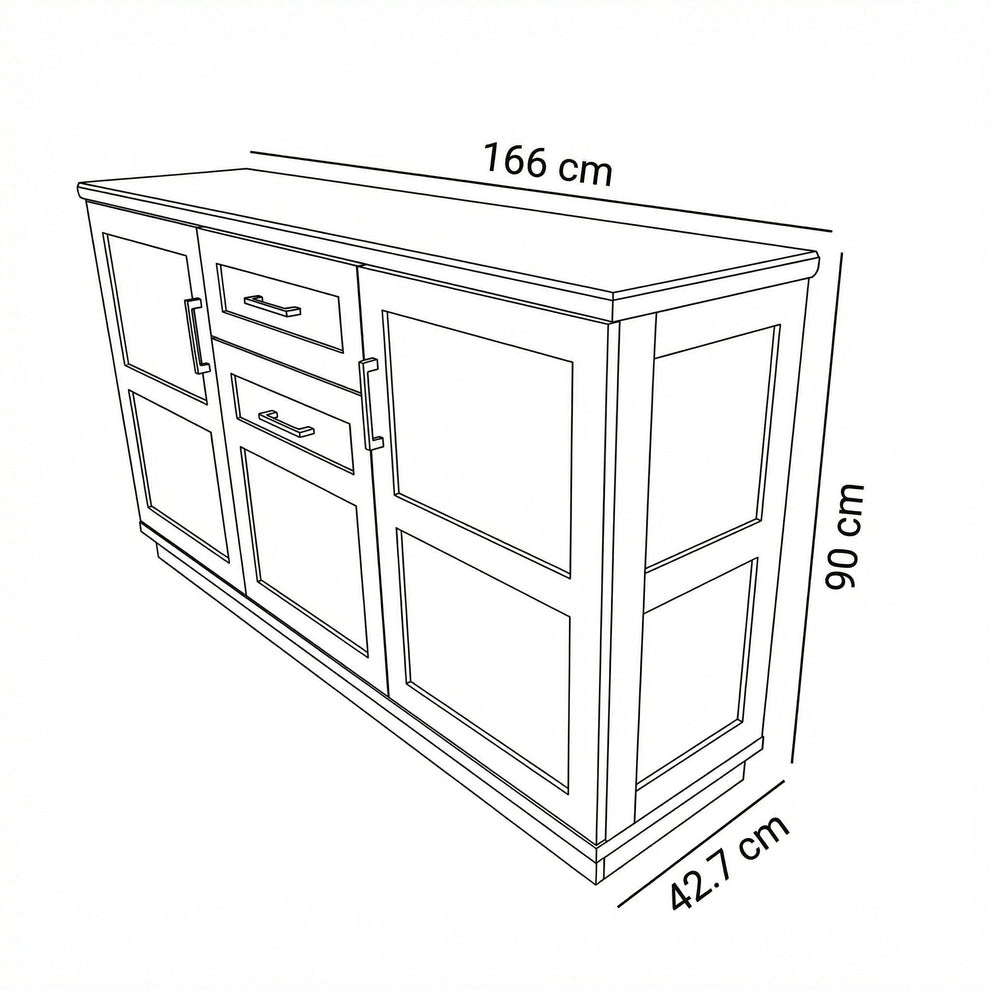 Bufet Cu 3 usi si 1 sertar Dining Alpina, Alb Si Natur 166 Cm