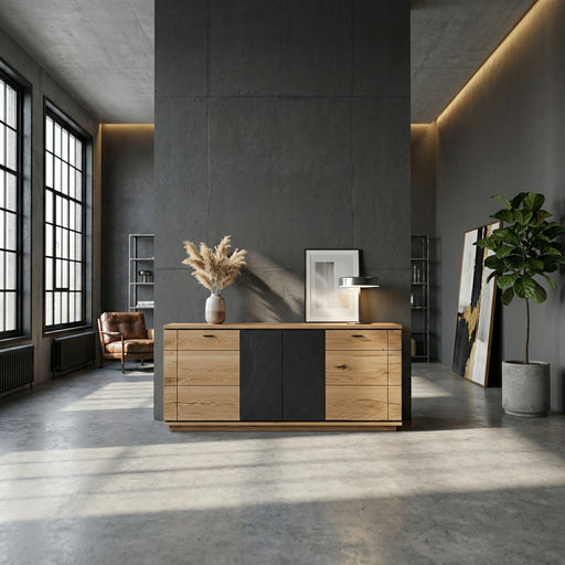 Bufet 4 Usi Zenith, Stejar Furniruit, 180 Cm