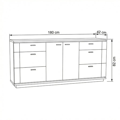 Bufet 4 Usi Zenith, Stejar Furniruit, 180 Cm