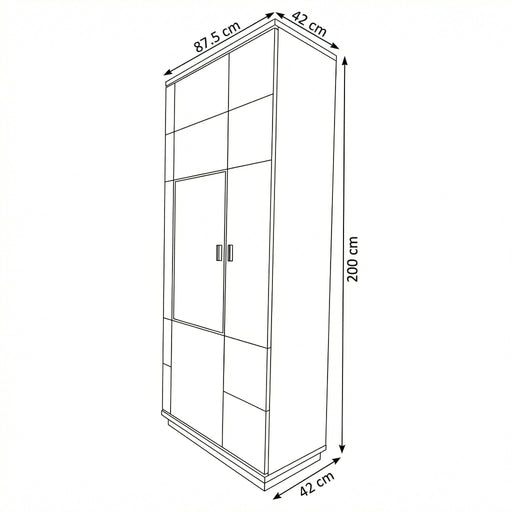Vitrina Cu 2 Usi Zenith, Furniruit Stejar, 87.5 Cm