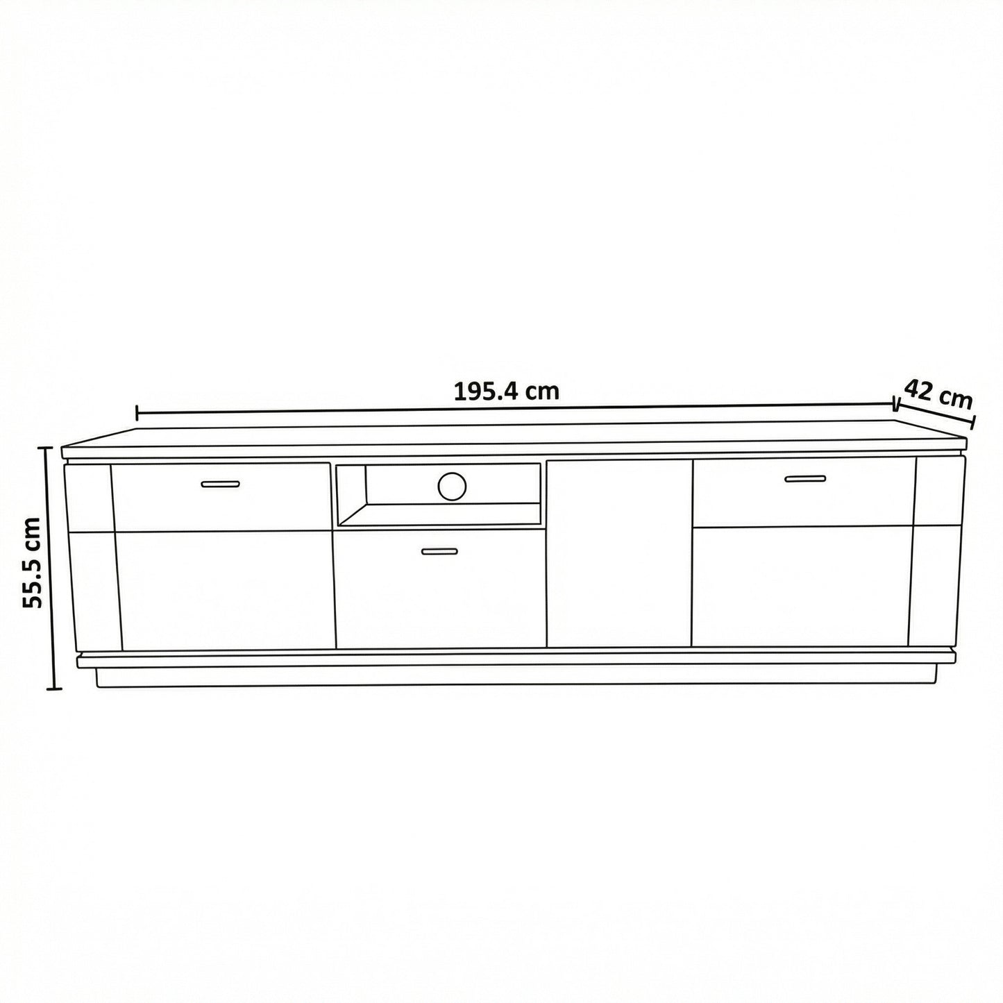 Comoda Tv Cu 2 Usi, 1 Sertar Si 1 Nisa Zenith, Furniruit Stejar, 195.4 Cm