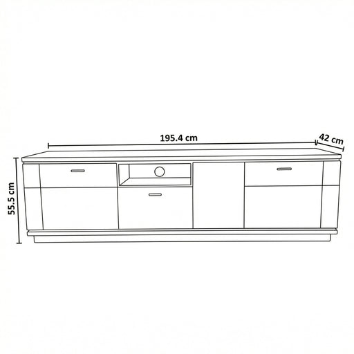 Comoda Tv Cu 2 Usi, 1 Sertar Si 1 Nisa Zenith, Furniruit Stejar, 195.4 Cm