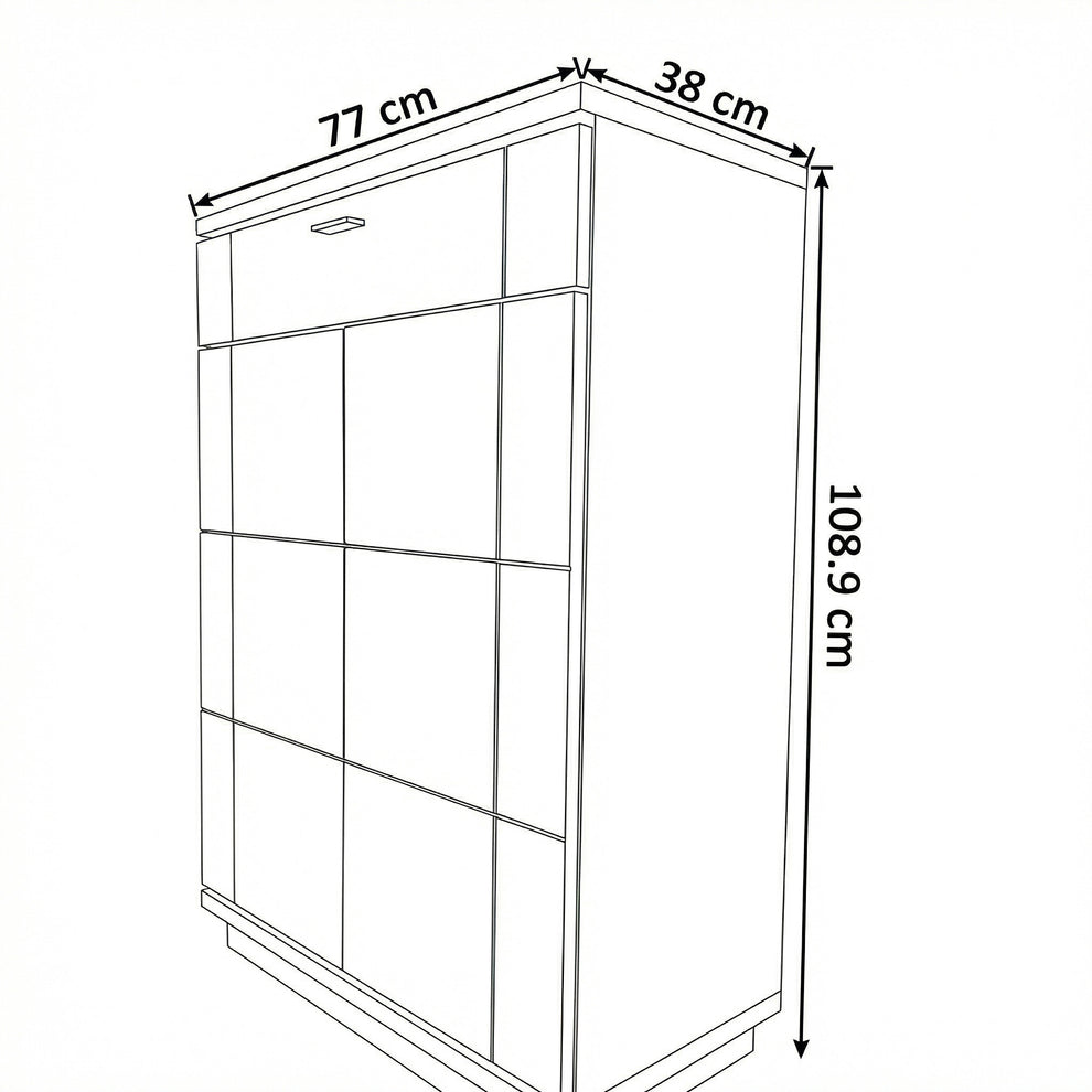 Comoda Hol 2 Usi Si 1  Sertar Zenith, Stejar Furniruit, 77 Cm