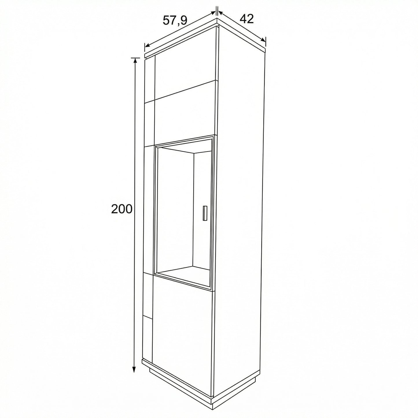 Vitrina Cu 1 Usa Stanga Zenith, Furniruit Stejar, 57.9 Cm