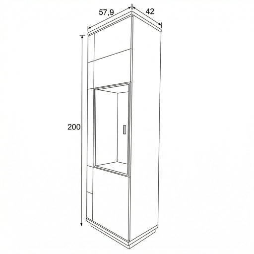 Vitrina Cu 1 Usa Stanga Zenith, Furniruit Stejar, 57.9 Cm
