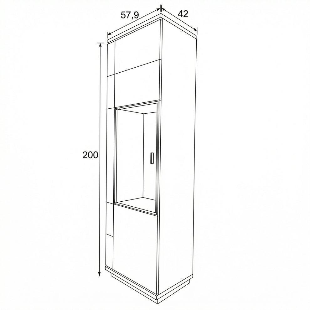 Vitrina Cu 1 Usa Stanga Zenith, Furniruit Stejar, 57.9 Cm