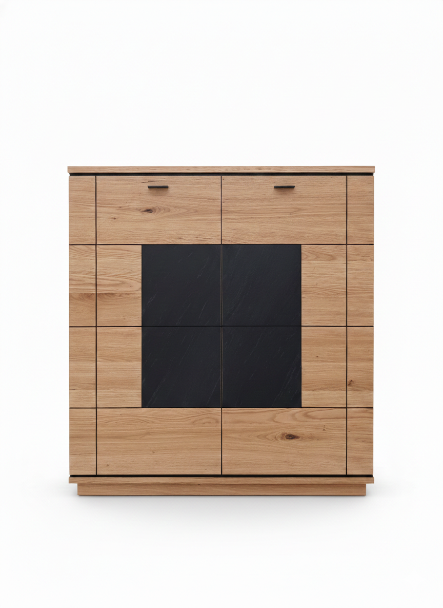 Comoda Bar Cu 2 Usi Zenith, Furniruit Stejar, 115.8 Cm