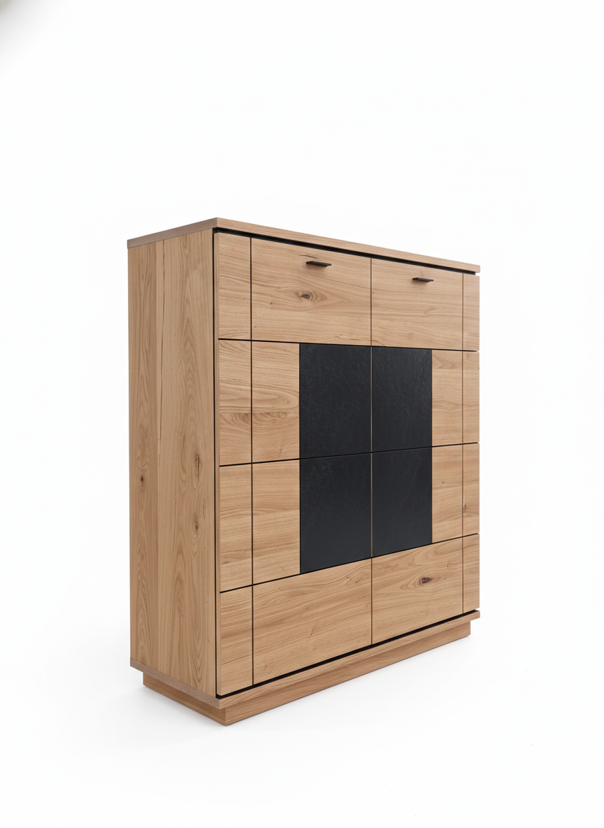 Comoda Bar Cu 2 Usi Zenith, Furniruit Stejar, 115.8 Cm