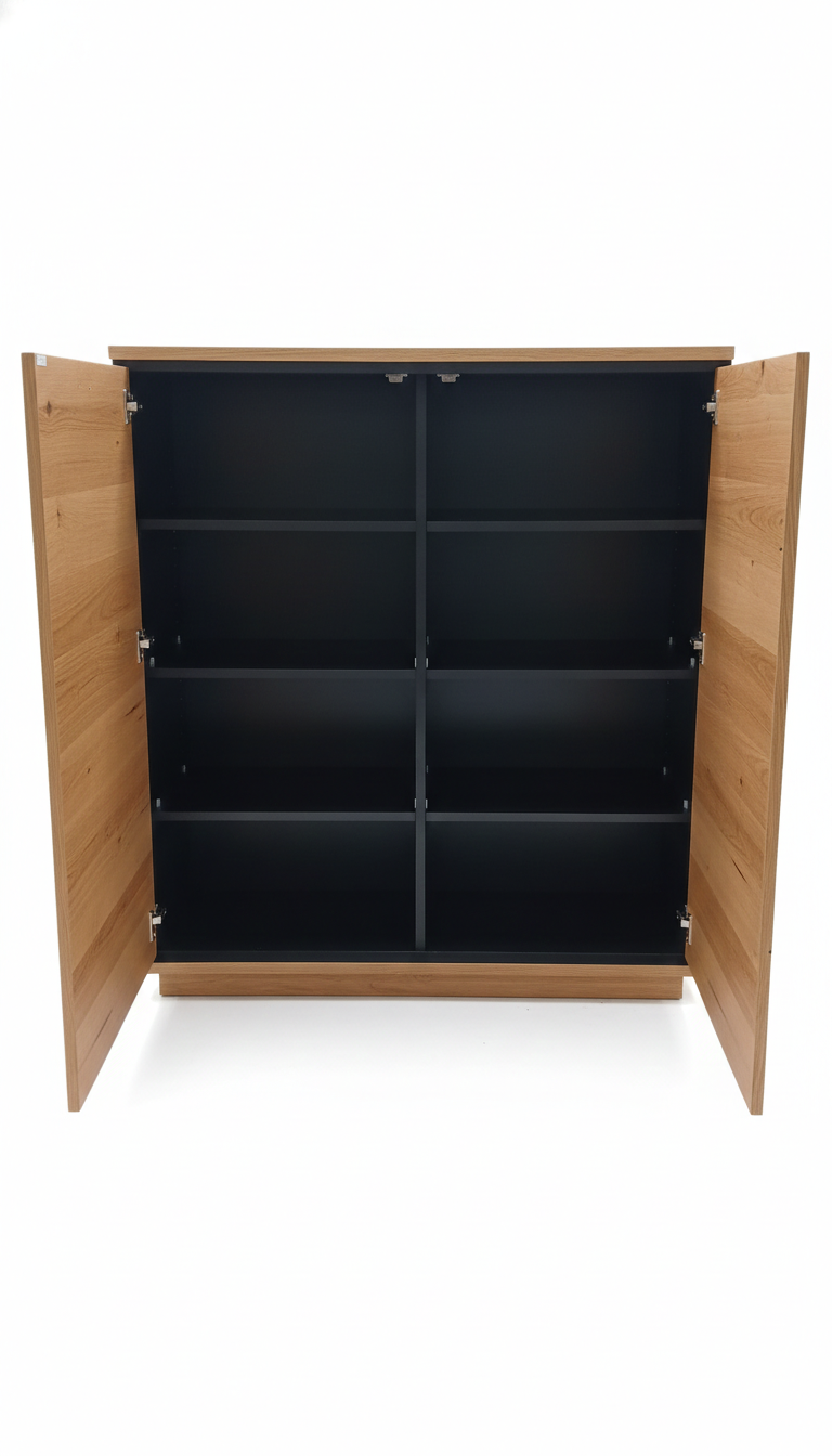 Comoda Bar Cu 2 Usi Zenith, Furniruit Stejar, 115.8 Cm