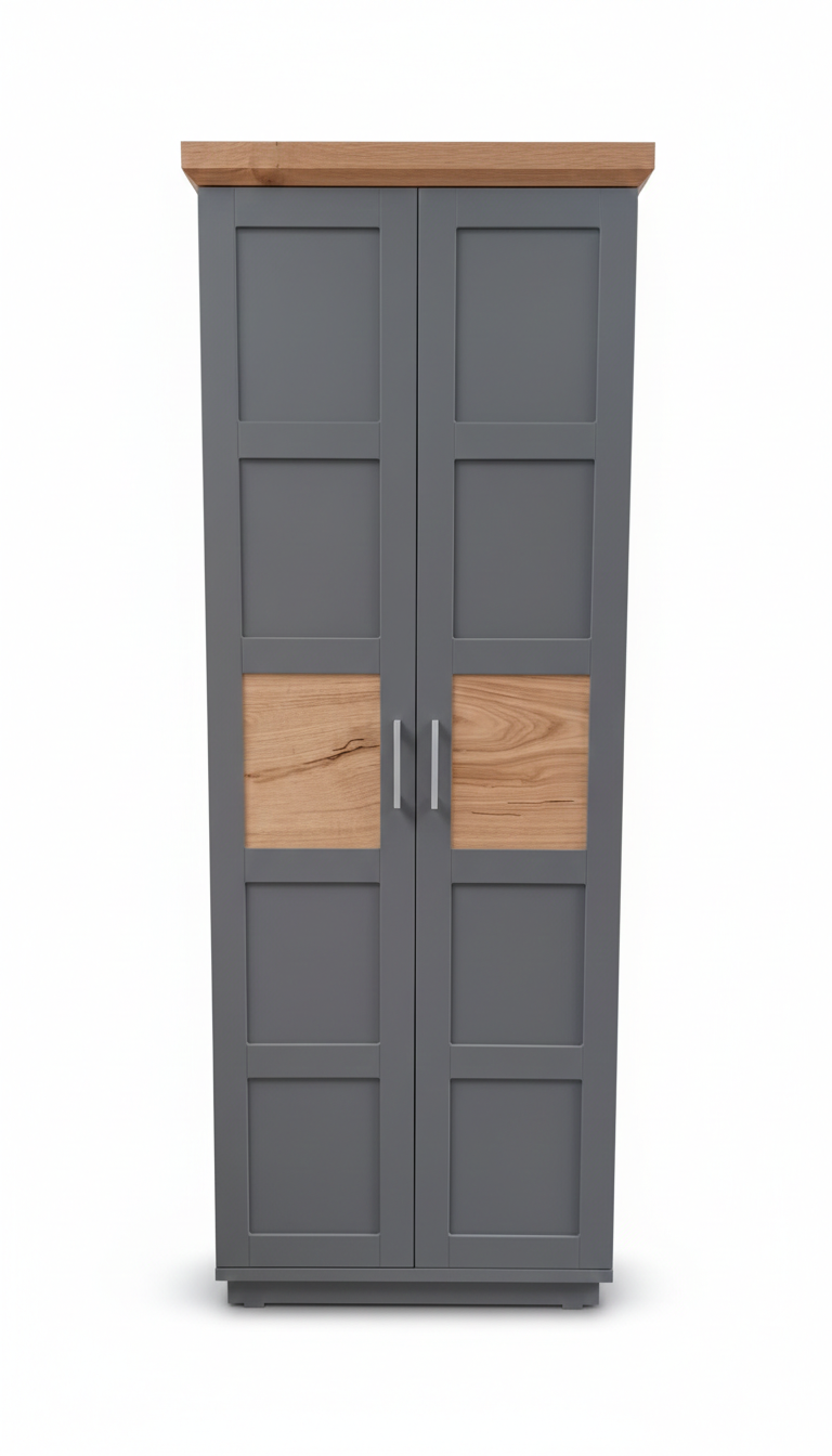 Dulap 2 Usi Alpina Graphit Matt, Vopsit Gri, Furniruit, 75 Cm