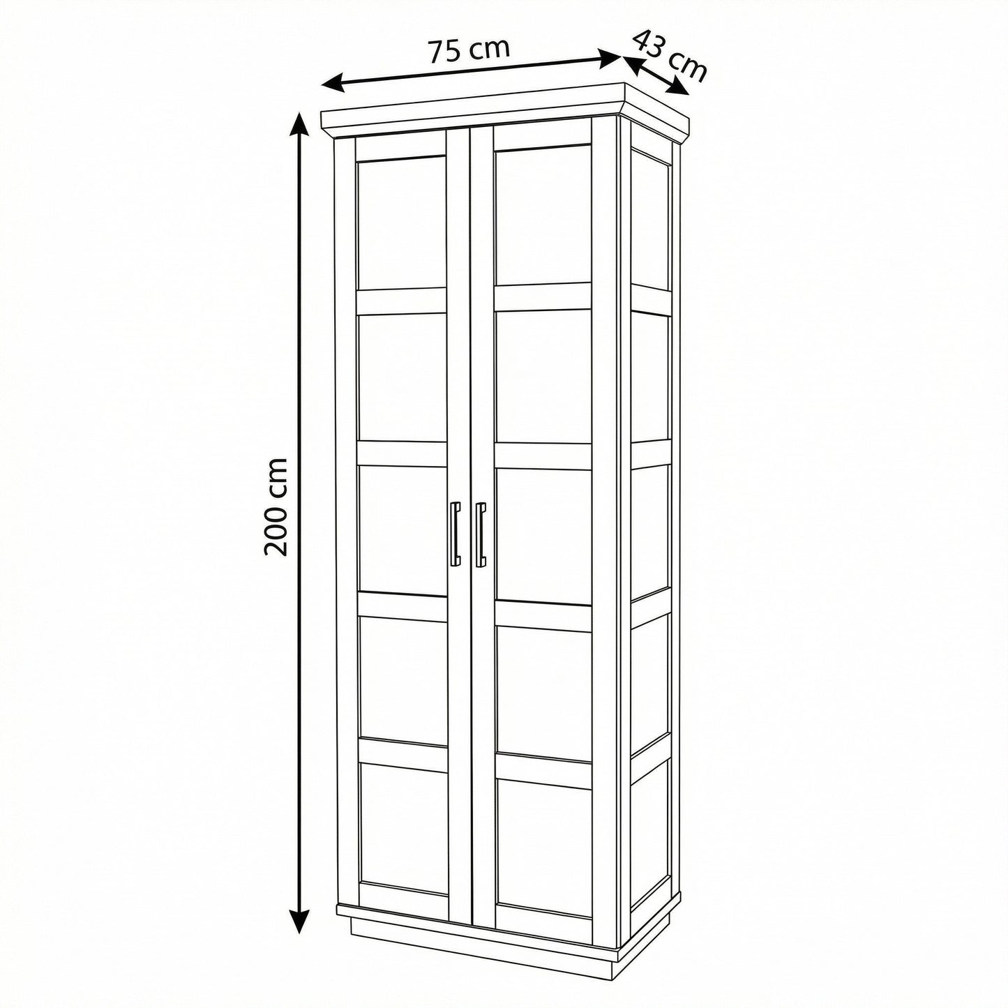 Dulap 2 Usi Alpina Graphit Matt, Vopsit Gri, Furniruit, 75 Cm