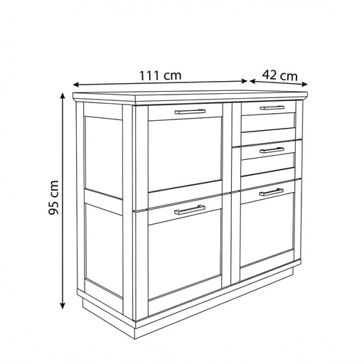 Pantofar 3 Usi Si 2 Sertare Alpina Graphit Matt, Vopsit Gri, Furniruit, 111.7 Cm