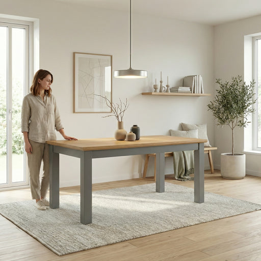 Masa Extensibila Alpina Graphit Matt, Vopsit Gri, Furniruit, 160/215 x 90 x 77 Cm