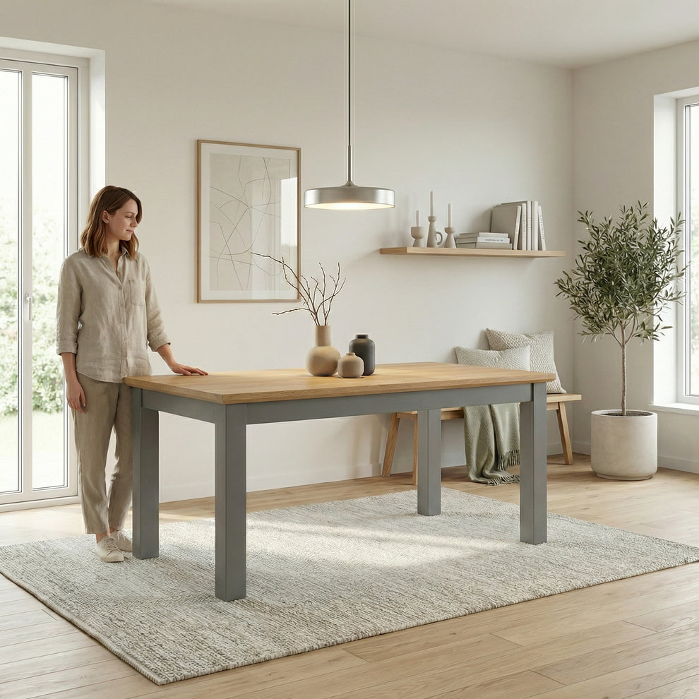 Masa Extensibila Alpina Graphit Matt, Vopsit Gri, Furniruit, 160/215 x 90 x 77 Cm