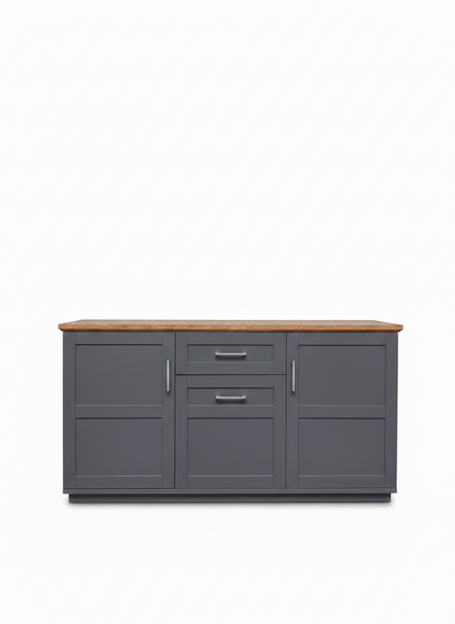 Bufet Cu 3 usi si 1 sertar Dining Alpina Graphit Matt, Gri Si Natur 166 Cm