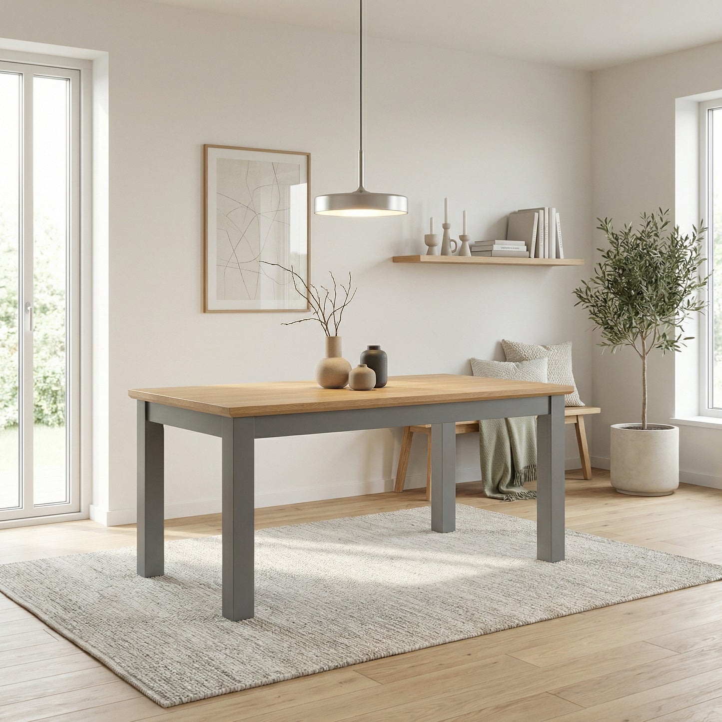 Masa Extensibila Alpina Graphit Matt, Vopsit Gri, Furniruit, 160/215 x 90 x 77 Cm
