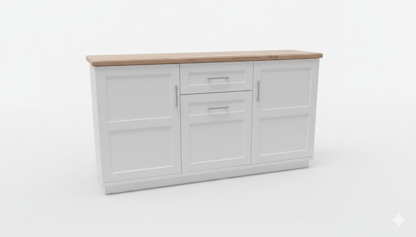 Bufet Cu 3 usi si 1 sertar Dining Alpina, Alb Si Natur 166 Cm