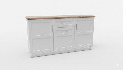 Bufet Cu 3 usi si 1 sertar Dining Alpina, Alb Si Natur 166 Cm