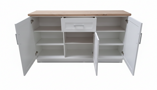 Bufet Cu 3 usi si 1 sertar Dining Alpina, Alb Si Natur 166 Cm