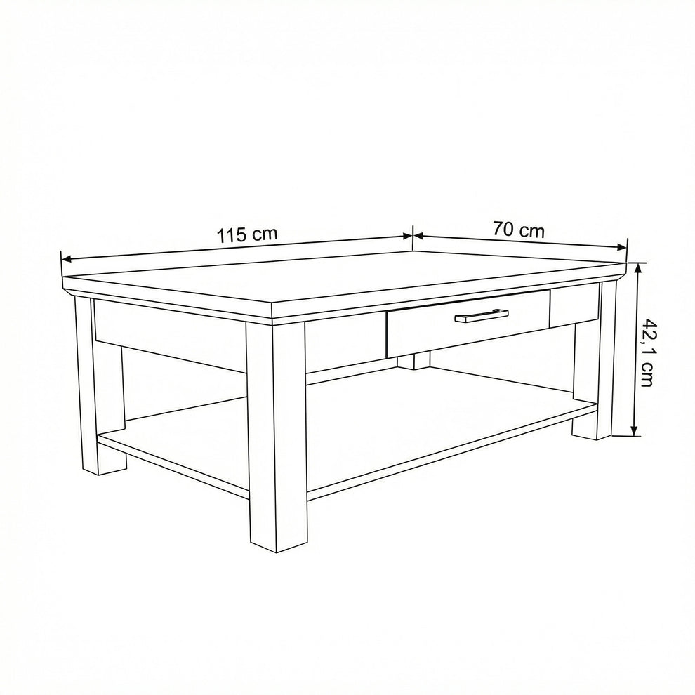 Masa Cafea Alpina Graphit Matt, Natur, Furniruita, 115 x 70 Cm