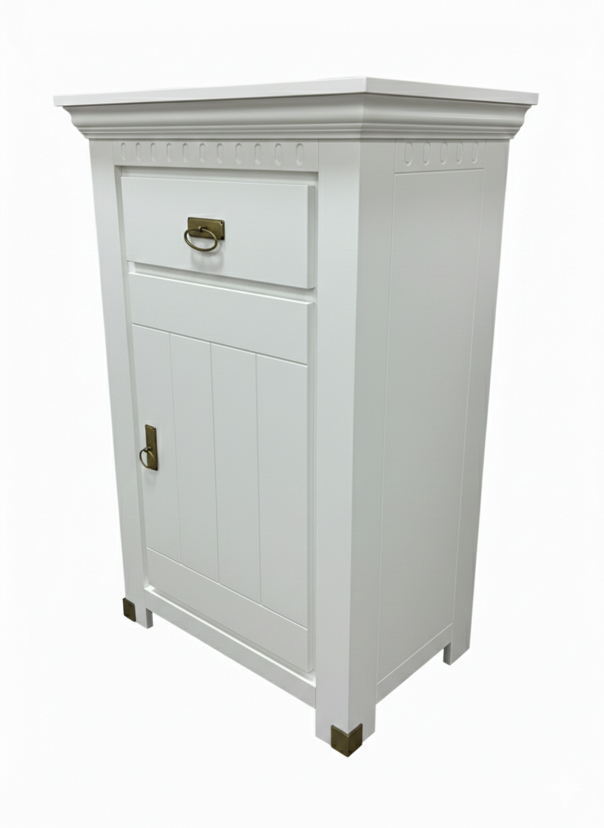 Comoda Cu 1 Usa Si 1 Sertar Saint Tropez Alb, Vopsit, 77.8 Cm