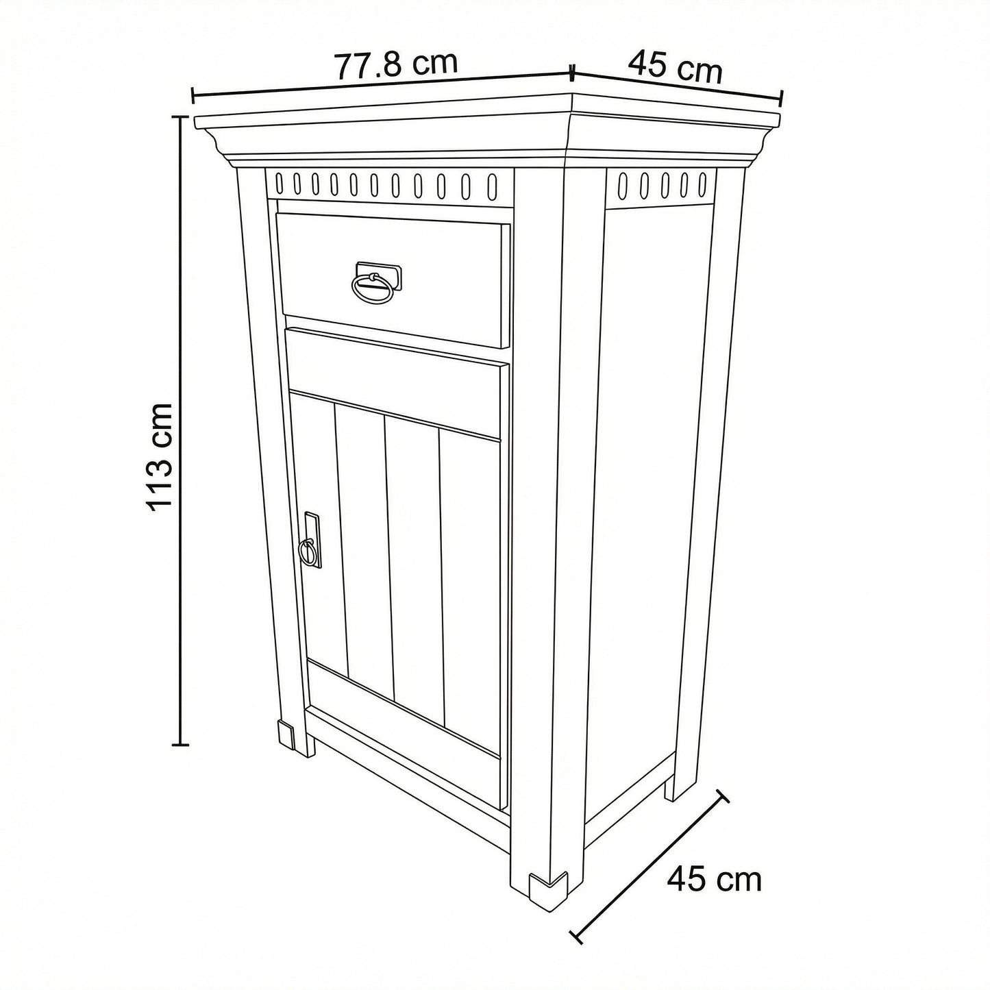 Comoda Cu 1 Usa Si 1 Sertar Saint Tropez Alb, Vopsit, 77.8 Cm