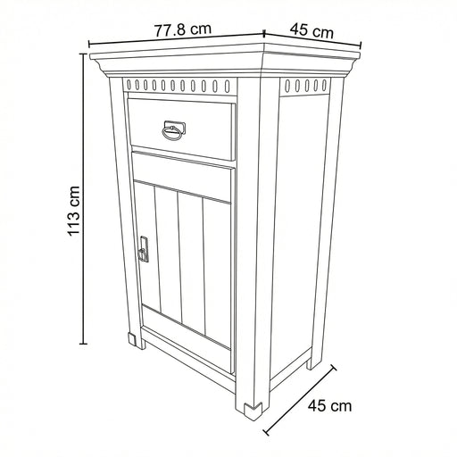 Comoda Cu 1 Usa Si 1 Sertar Saint Tropez Alb, Vopsit, 77.8 Cm