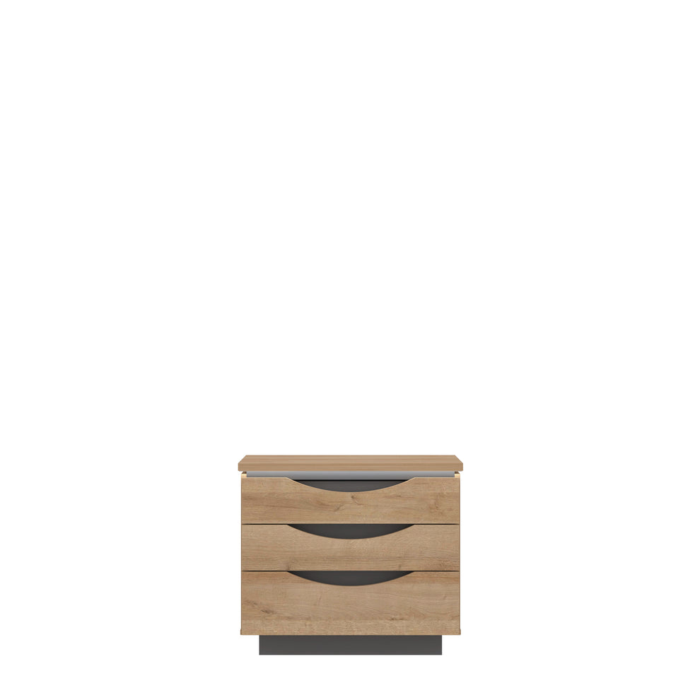 Noptiera 3 Sertare Unbound, Riviera Oak Si Uni Wolfram Grey, 61.4 Cm