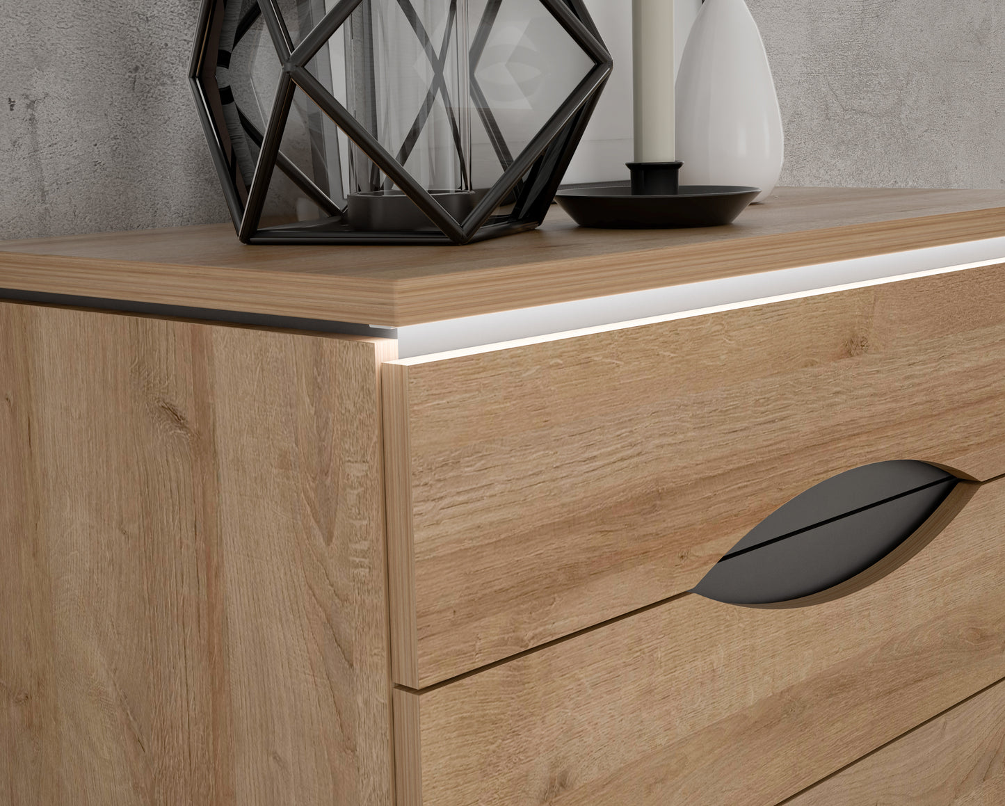 Comoda 6 Sertare Unbound, Unbound, Riviera Oak Si Uni Wolfram Grey, 81.4 Cm