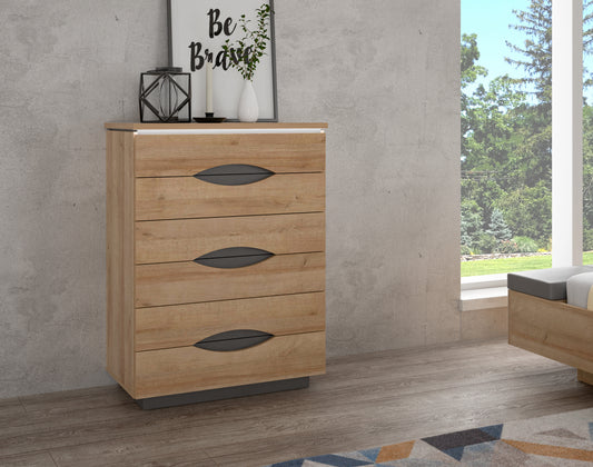 Comoda 6 Sertare Unbound, Unbound, Riviera Oak Si Uni Wolfram Grey, 81.4 Cm