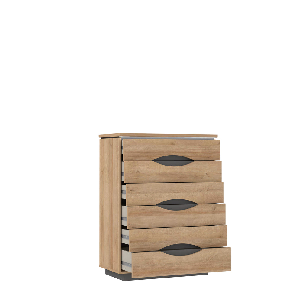 Comoda 6 Sertare Unbound, Unbound, Riviera Oak Si Uni Wolfram Grey, 81.4 Cm
